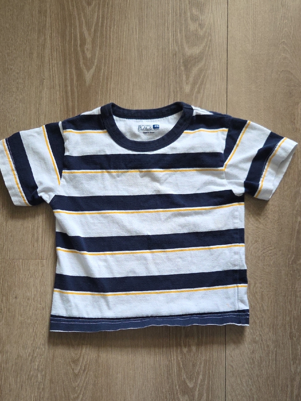 Kids Short Sleeve Navy, White & Yellow Striped Tee